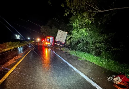 Mulher grávida e dois filhos morrem em acidente com caminhão na BR-153